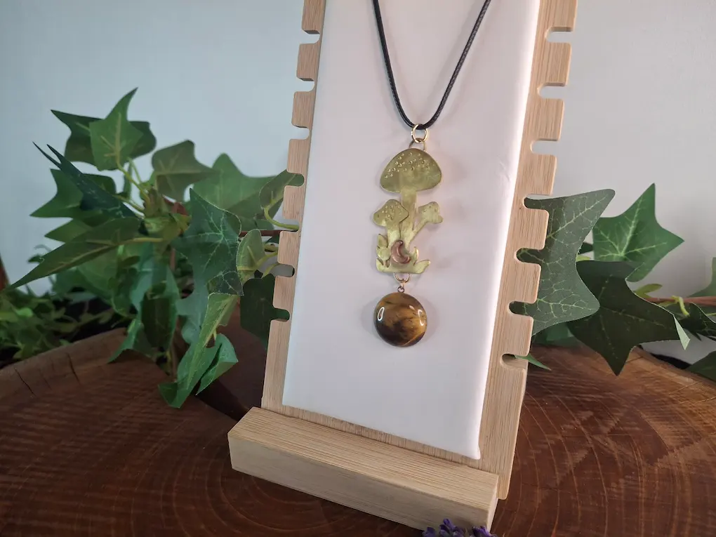 Collier champignon œil de tigre
