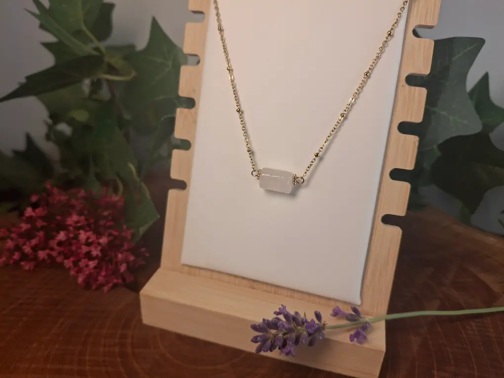 Collier ras de cou quartz rose A