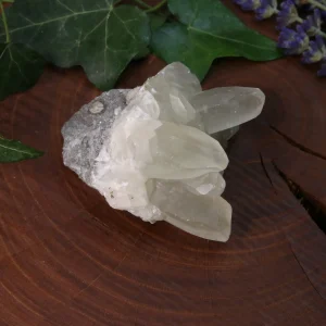 druse calcite sur bois