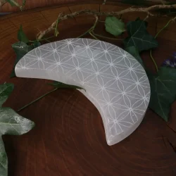 lune fleur de vie sur bois